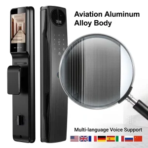 3D Face Recognition Smart Door Lock WiFi Video Intercom Camera Indoor Monitoring Large Screen Wood/Steel Door