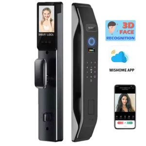 3D Face Recognition Smart Door Lock with Camera Biometric Fingerprint for Home & Outdoor Use Bar Design