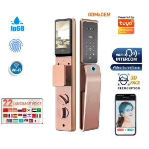 3D Smart Lock with Fingerprint & Video Call Features Waterproof Outdoor Aluminum Alloy Wood Brass & Steel Door Types Network App