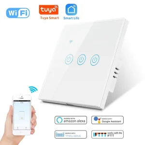 3Gang Touch Panel DIY Wall Switch Wireless Home Smart Lighting Control System Tuya App Alexa Voice Control Home Automation