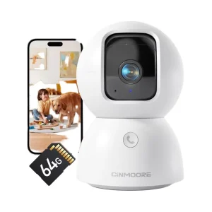 3K Smart Security Indoor Camera 64GB SD Card 180 View CMOS Color Night Elderly/Baby Monitor Pet Camera Motion