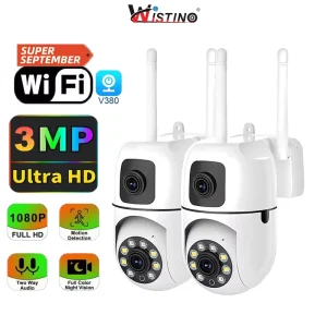 3MP Dual Lens Wifi Smart Camera Security System Alarm Push Color Night Vision Cameras Wifi