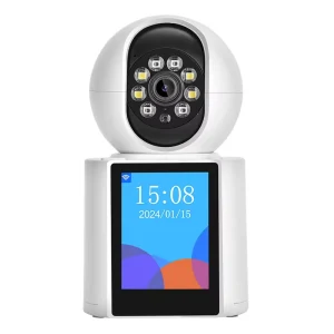 3MP WiFi Home Security Smart Camera One click Call Night Vision Surveillance PTZ Camera with IPS Screen for Child and Elderly