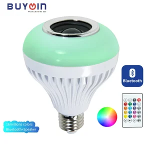 3W/5W/12W Wireless WiFi Smart LED Bulb, E27 RGB Music Color-Changing Speaker Bulb with IR Remote Control