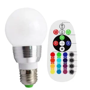 3W E14 Screw-Base Remote-Controlled Color-Changing LED Smart Bulb, 16-Color RGB E27 LED Light Bulb