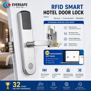 4 AA Batteries Stainless Steel 304 Rfid Hotel Door Lock System M1 Card Smart Card Access with Free Software for Office Building
