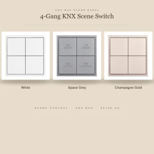 4-Gang 4-Control KNX Light Wall Switch with Light Control and KNX App Metal Material IP20 for Smart Villas