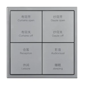 4-Gang 8-Way KNX Metal Wall Switch 86 Type 50,000 Cycle Life for Villa Apartment Light Curtain