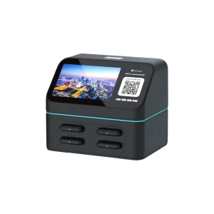 4 Slots Stackable Power Bank Rental Machine Ad Screen Public Phone Device Charging Laptop Camera Smart Watch Microphone Earphone