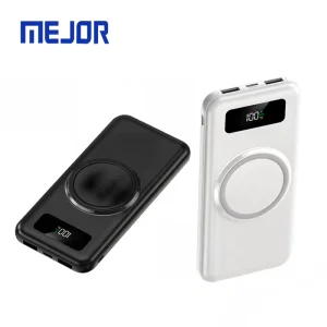 Portable Mobile Charger with 4 Built-in Cables, Type-C/USB-C, 2-in-1 Wireless Power Bank, 20000mAh