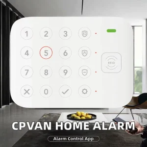 4 Wireless Home Security System 433 MHz Burglar Alarm Keypad with WiFi/GSM Network App Support 100m Detection Range