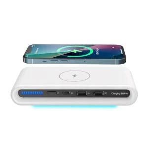 4 in 1 Wireless Charger Pad Stand LED Light Type c PD USB Fast Charging Docking Station Desktop Charger for Phone