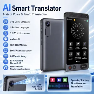 4.0-Inch IPS Touch Screen Color AI Translator Android Voice Wi-Fi Photo Translation 142 Languages