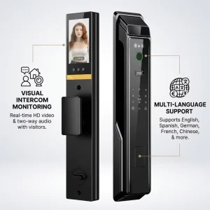 4.5 Inch HD Large Screen Smart Lock WiFi 3D Face Recognition Built-in Camera Visual Intercom Aluminum Door Compatible Cloud Tuya