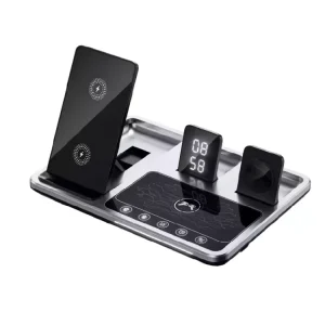 Multifunctional 4-in-1 Portable Travel Wireless Charger with Ambient Light and Fast Charging