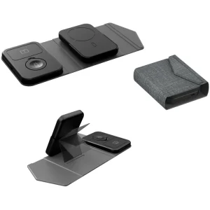Portable 4-in-1 15W Fast Wireless Charging Station, 5000mAh Wireless Charger and Mobile Phone Power Bank