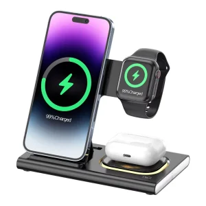 New 4-in-1 Wireless Fast Charging Station with Night Light, Universal Wireless Charger for iPhone 16/15