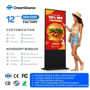 43 49 55 65 Inch Android Smart Kiosk Floor Stand LCD Touch Screen Advertising Digital Signage Display Player for Advertisement