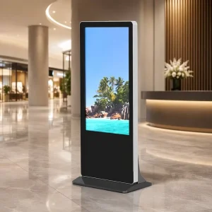 43/49/55 Inch Ultra-Slim Floor Standing Digital Signage Kiosk with HD Display & Stable Base for Mall & Corporate