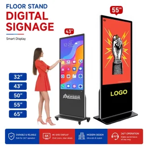 43 50 55 Inch Floor Standing Digital Signage Indoor Android Commercial Screen Vertical LCD Advertising Display
