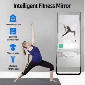 43 Inch Smart Fitness Mirror Kiosk Full HD Android Touch Screen A Shape Floor Sign OEM for Commercial Gym & Spa