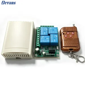433Mhz DC12V Universal Wireless Remote Control Switch with Transmitter 4 CH RF Relay Receiver Module for for Gate Motor Light