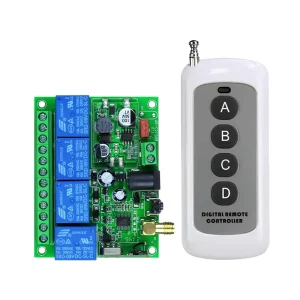 433Mhz Universal Wireless Remote Control Learning Code 1527 4 Buttons Plastic Antenna 100m Range for Lamps Gate & Door