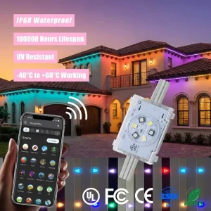 48V IP68 Waterproof Outdoor Permanent Pixel Point Lights Smart Controlled Eave Christmas Decorations Lighting