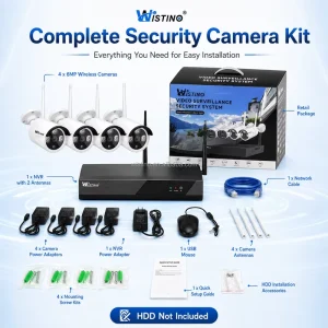 4CH 6MP NVR Surveillance System Audio Bidirectionnel Color Night Vision Motion Detection Hotel Resort CCTV System