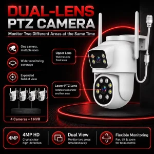 4CH NVR Surveillance System Smart AI Detection Color Night Vision Outdoor Waterproof Bullet Camera CCTV System
