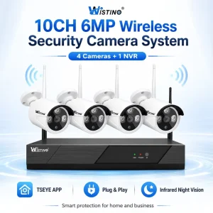 4CH Wireless NVR 6MP Surveillance System Smart Home WiFi Kit Camera Video Security Outdoor CCTV System