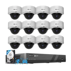 4COVR 16 Channel 4K Security Camera System 12Pcs 8MP PoE Wired Commercial Dome IP Camera Home Business Surveillance System