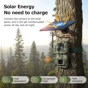 4G GPS Solar Field Hunting Camera 12MP CMOS Night Vision 25M IR 3 PIR 0.1s Trigger IP66 Waterproof Game Trail Camera Cloud