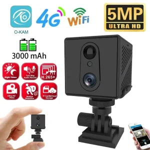 4G LTE Security Camera 4G SIM Card AI Motion Detection O KAM App Control 180° Wide View Built in Battery 5MP Indoor Camera