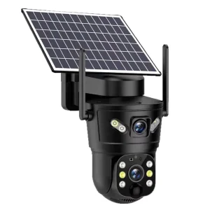 4G Solar 12MP Smart Home Security CCTV Camera 6K HD 3 Lens Screen WI-FI/4G Network CMOS Imaging Sensor Cloud Data