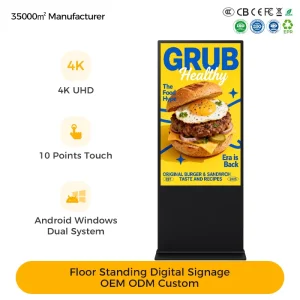 4K Android 14 Touch Screen Floor Stand Indoor Advertising Display Lcd Commercial Digital Signage Touch Screen for Retail Store