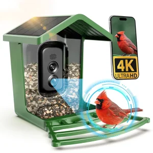 4K Bird Feeder Camera with Solar Panel Smart AI Recognition WiFi Outdoor Camera Bird Feeder for Wild Birds Night Vision