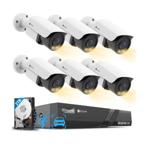 4K CCTV IP Outdoor PoE NVR Camera System 8 Channel 6X 5Mp SMD AI Full Color Night Vision Motion Detection App Remote View