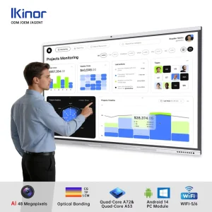 4K Ikinor IK75 75 Inch Interactive Flat Panel Touch Screen Smart Board Anti Glare Glass 1 Year Warranty for Teaching Meetings