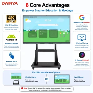 4K Interactive Flat Panel Touch Screen Whiteboard LED 86 Inch Smart Boards Interactive Display for Classroom Business