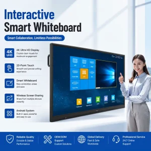 4K Interactive Whiteboard 20 Point 40 Point Touch Flat Panel Smart Board for Digital Signage and Exhibition Showroom