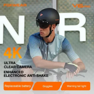 4K Smart Bike Helmet Camera AI Voice Command BT LED Rear Light Video Recorder Cycling Helmet Ebike Scooter Motorcycle CE FCC