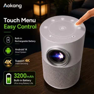 4K Supported Mini Projector Electric Focus Portable Home Theater Cinema Projector Built in Battery WiFi6