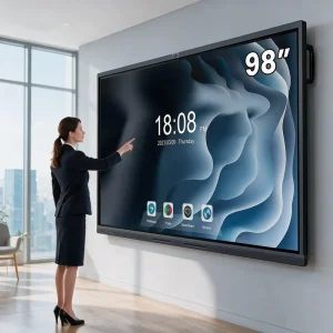 4K UHD Interactive Flat Panel Smart Whiteboard Dual OS Android 13 Windows 11 40 Point IR Touch Screen for School & Meeting