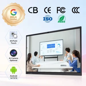 4K UHD Interactive Whiteboard With Android Windows Dual OS for Classroom Teaching and Wireless Screen Sharing in Modern Schools
