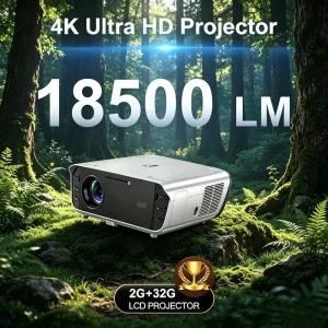 4K Ultra HD Daytime Projector 18500Lumens Smart Movie Projector NFC Screencast HDR WiFi6 Google System Outdoor Home Projector