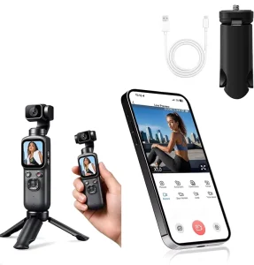 4K Vlog Pocket Action Camera 330° Face Tracking 18x Zoom WiFi Camera 2400mAh Battery Handheld Stabilizer for YouTube TikTok