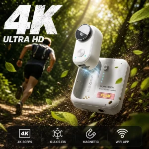 4K30fps 20MP Dual Camera Pocket Vlog Cam Thumb Action Video Recorder WiFi App Control 6 Axis Gyro EIS Magnetic 170+140 MINI