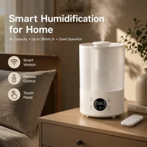 4L Large Capacity Desktop Humidifier 300ml/h Cool Mist Humidifier Low Noise Room Humidifier with Remote Control for Office Home