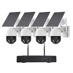 4MP Battery Solar Power Two Way Audio PTZ Camera Wifi NVR System 4CH Solar Cctv Kit Wireless Security Camera
